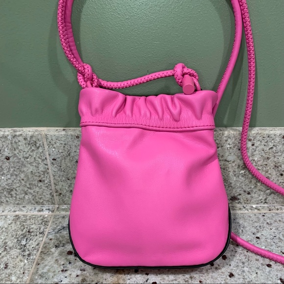 Zara Knotted Mini Bucket Bag Pink Drawstring - Picture 3 of 8